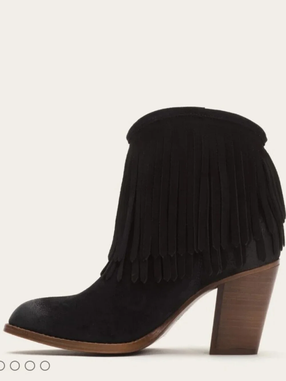 Frye Llana Black Suede Fringe Ankle Boots Western Boho Block Heel